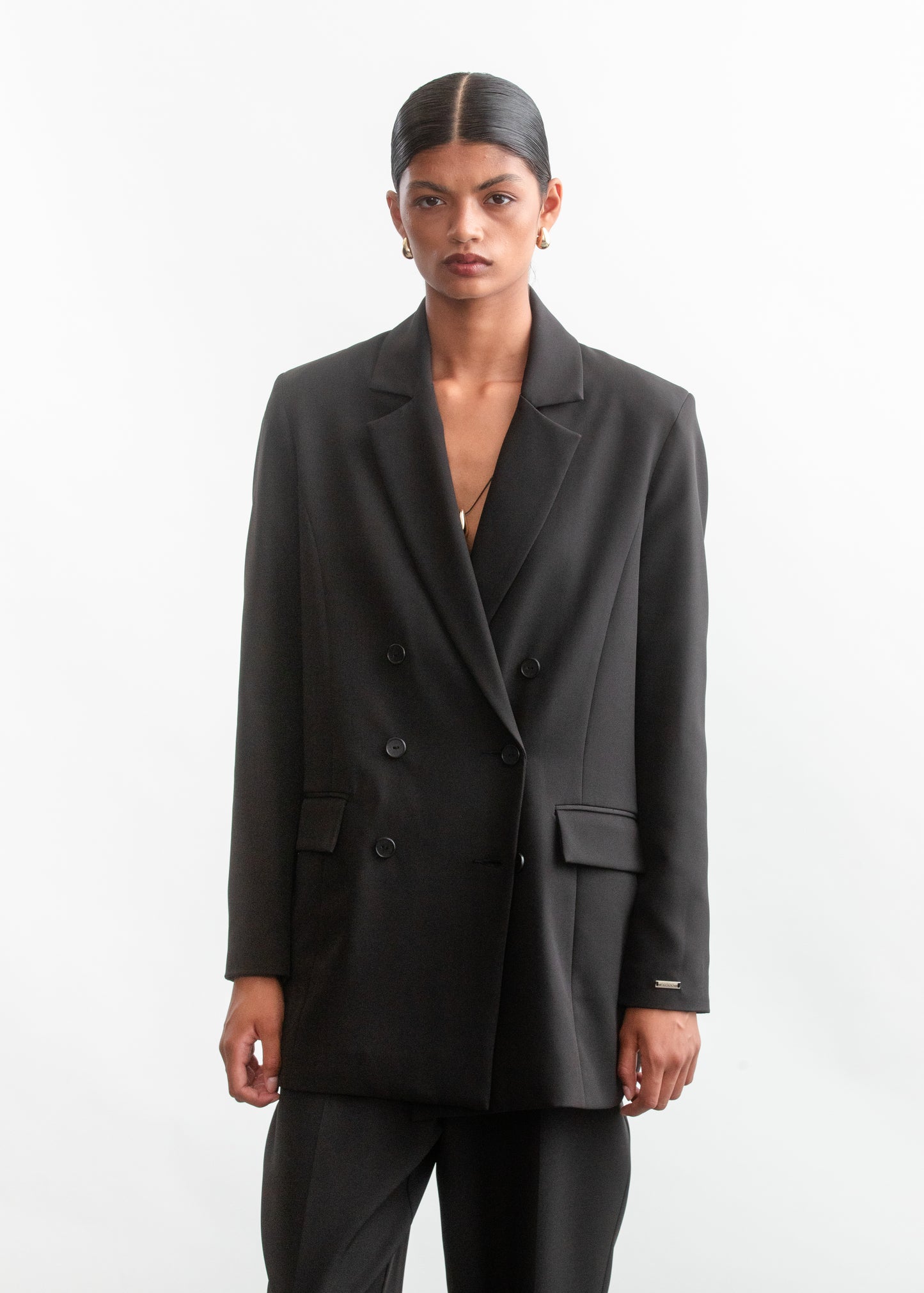 Liyann Oversized Blazer _ 158337 _ Black Texture