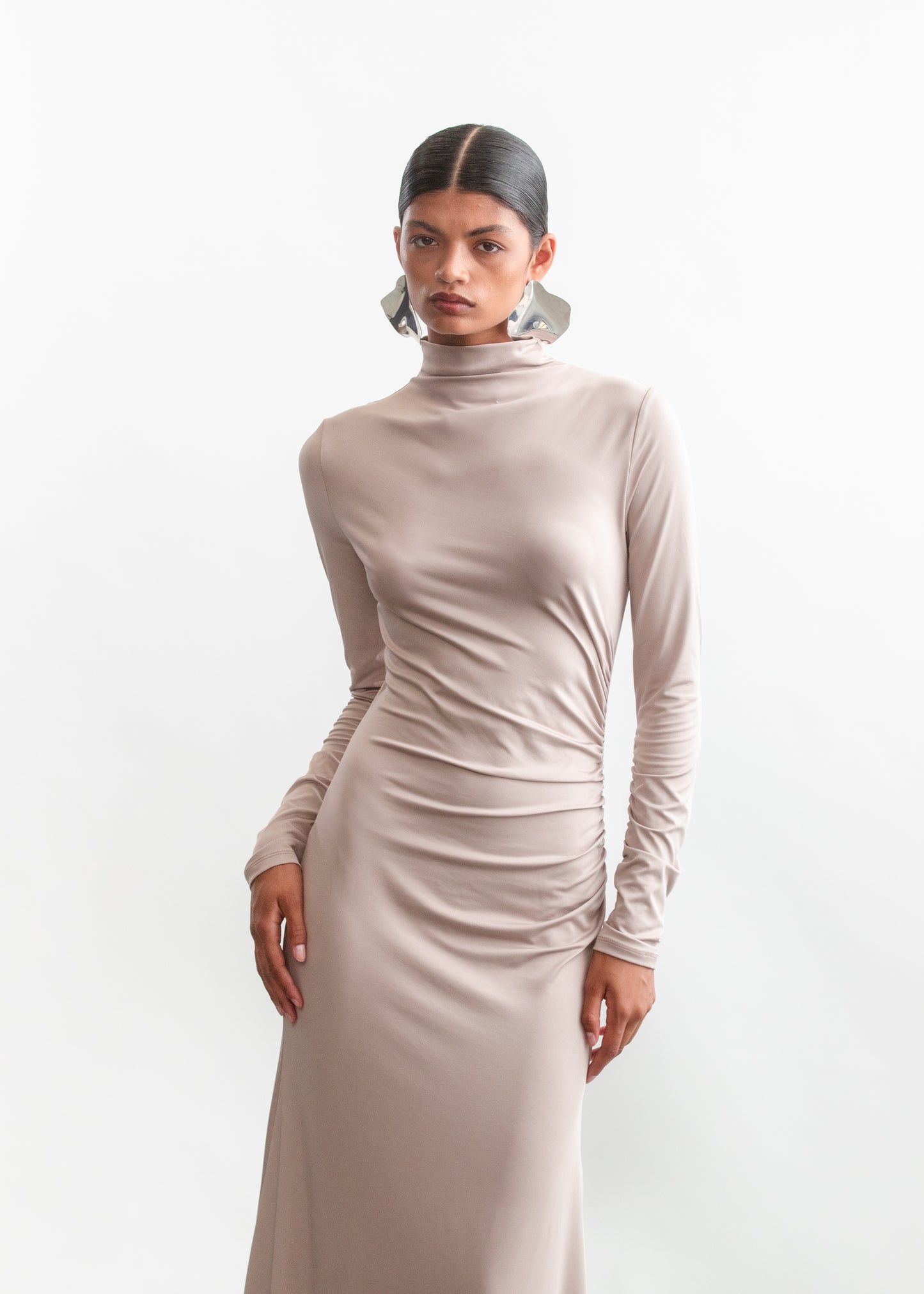 Tallulah Slinky Knit Dress _ 158856 _ Stone
