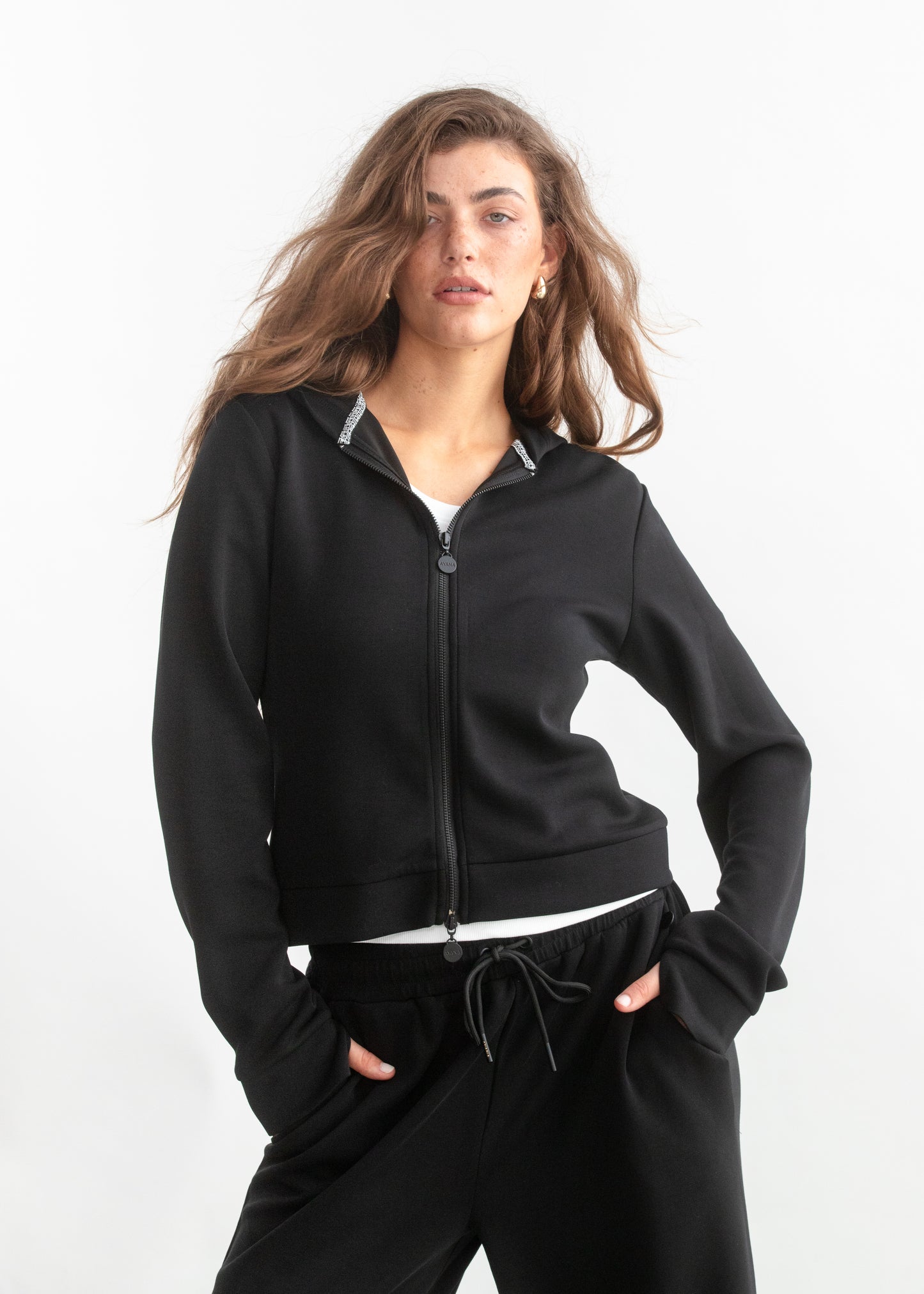 Quinlin Fitted Zip-Up Hoody _ 160702 _ Black Texture