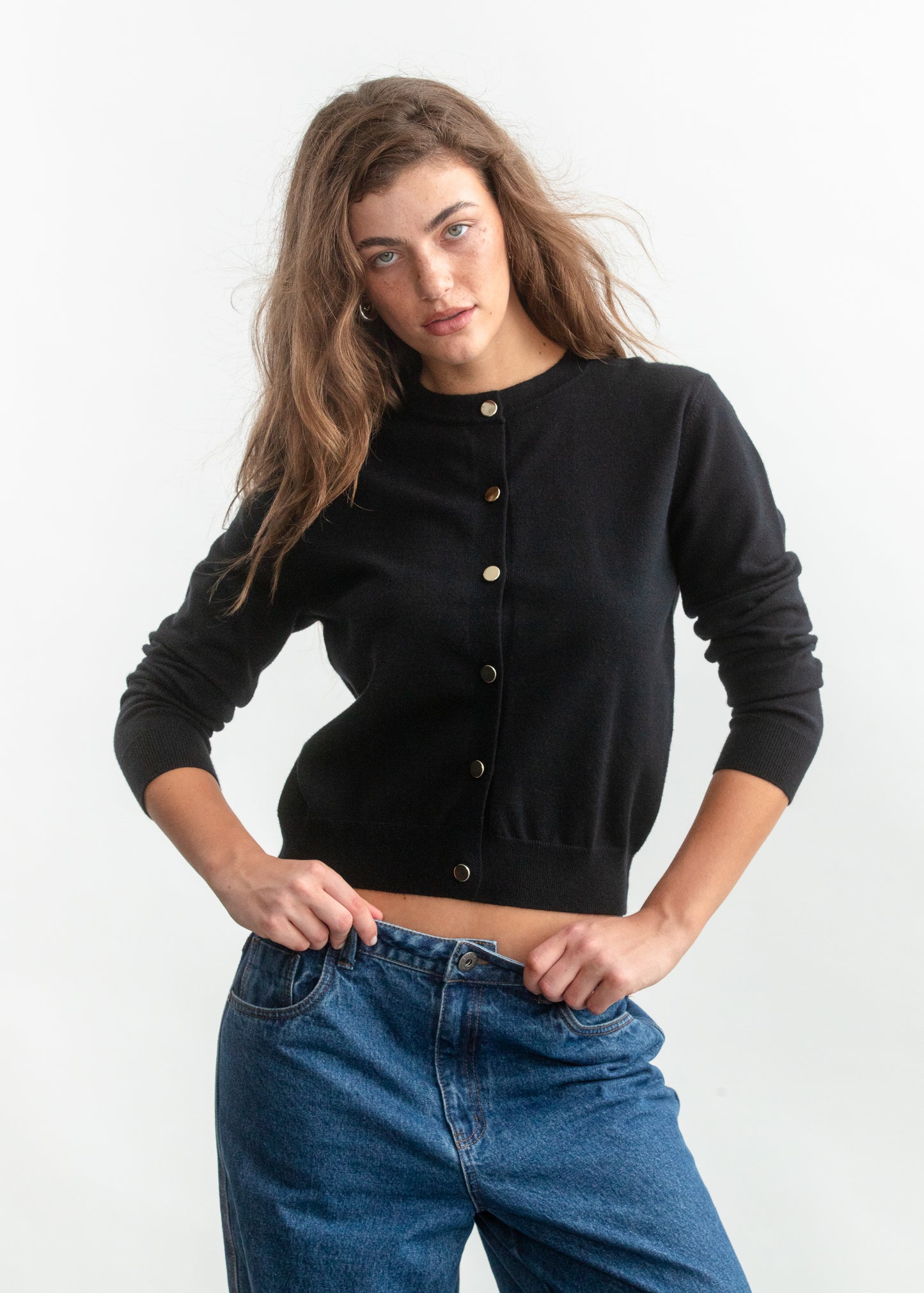 Billie Cardigan _ 158942 _ Black Texture