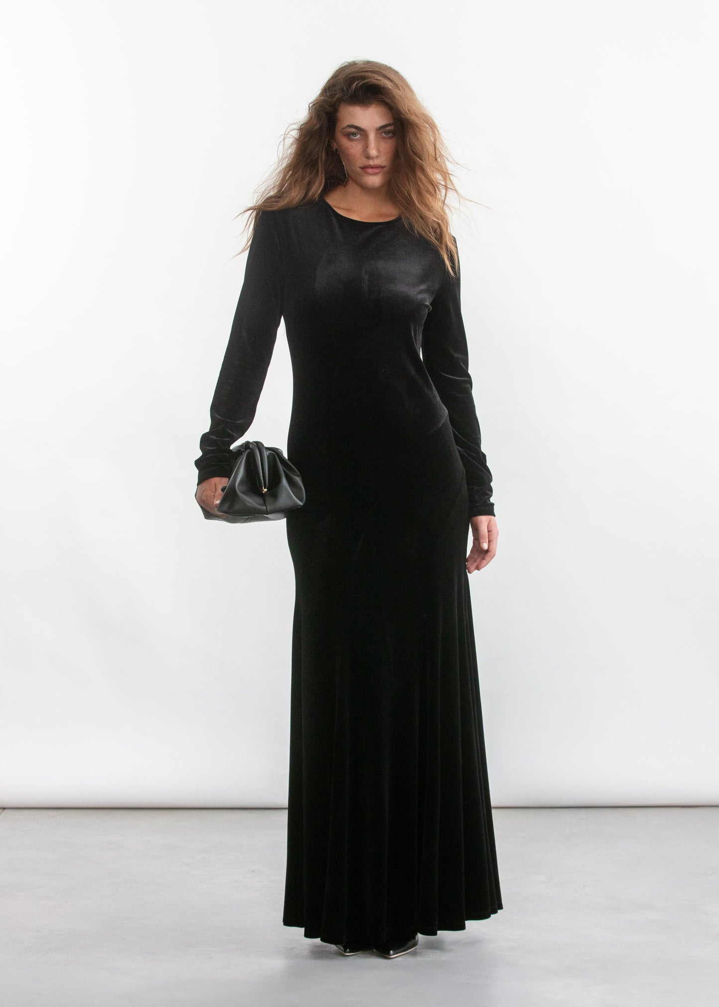 Cleo Velour Maxi Dress _ 157119 _ Black Texture