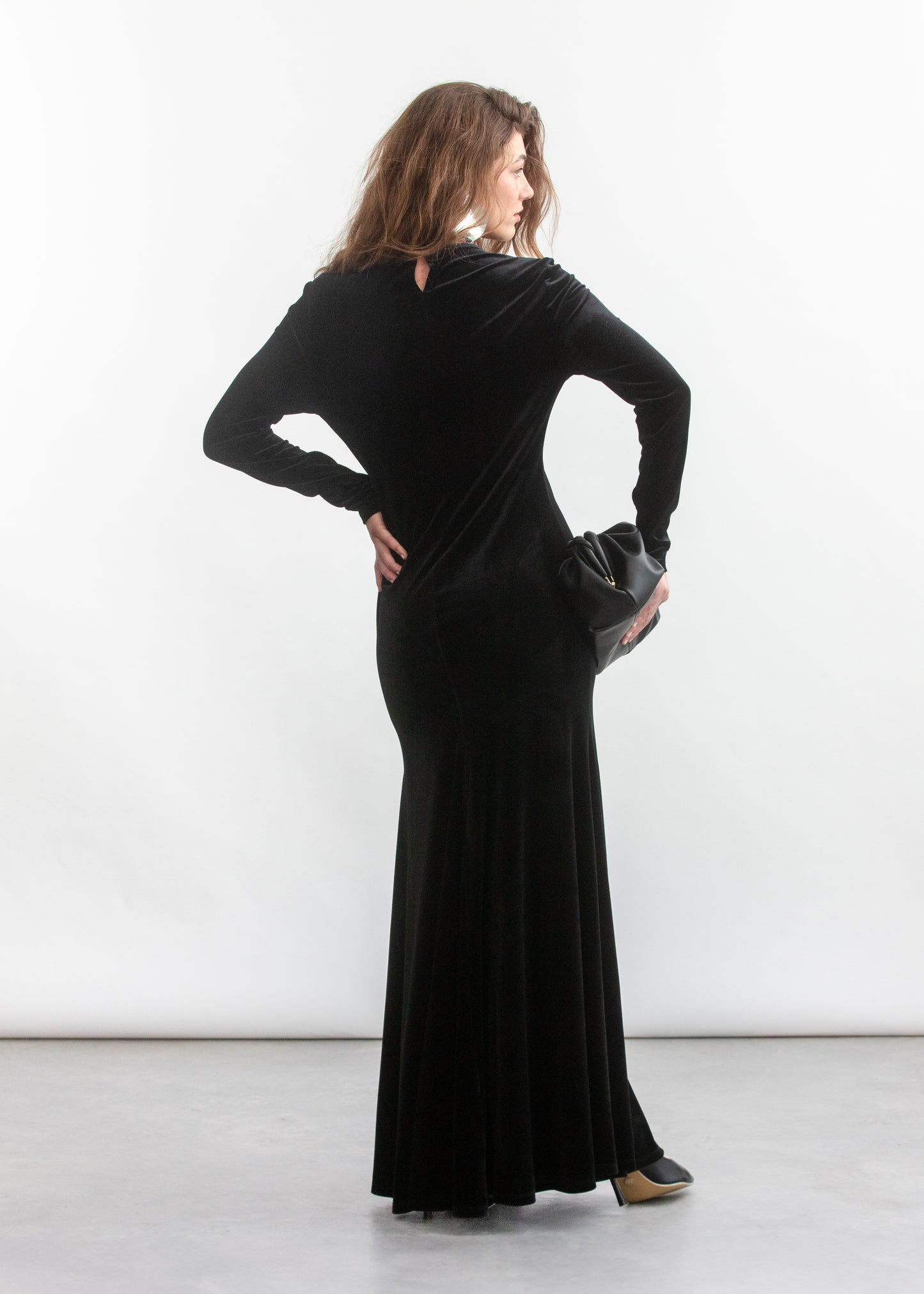 Cleo Velour Maxi Dress _ 157119 _ Black Texture