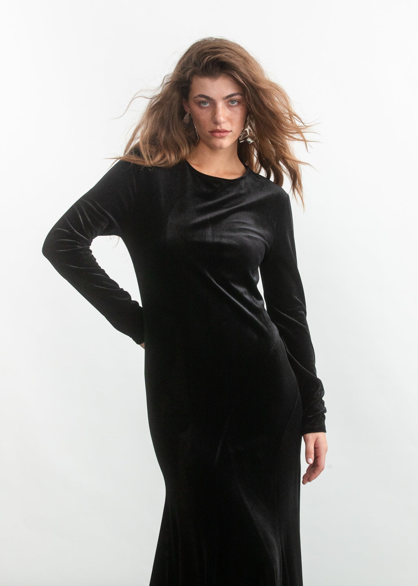 Cleo Velour Maxi Dress _ 157119 _ Black Texture