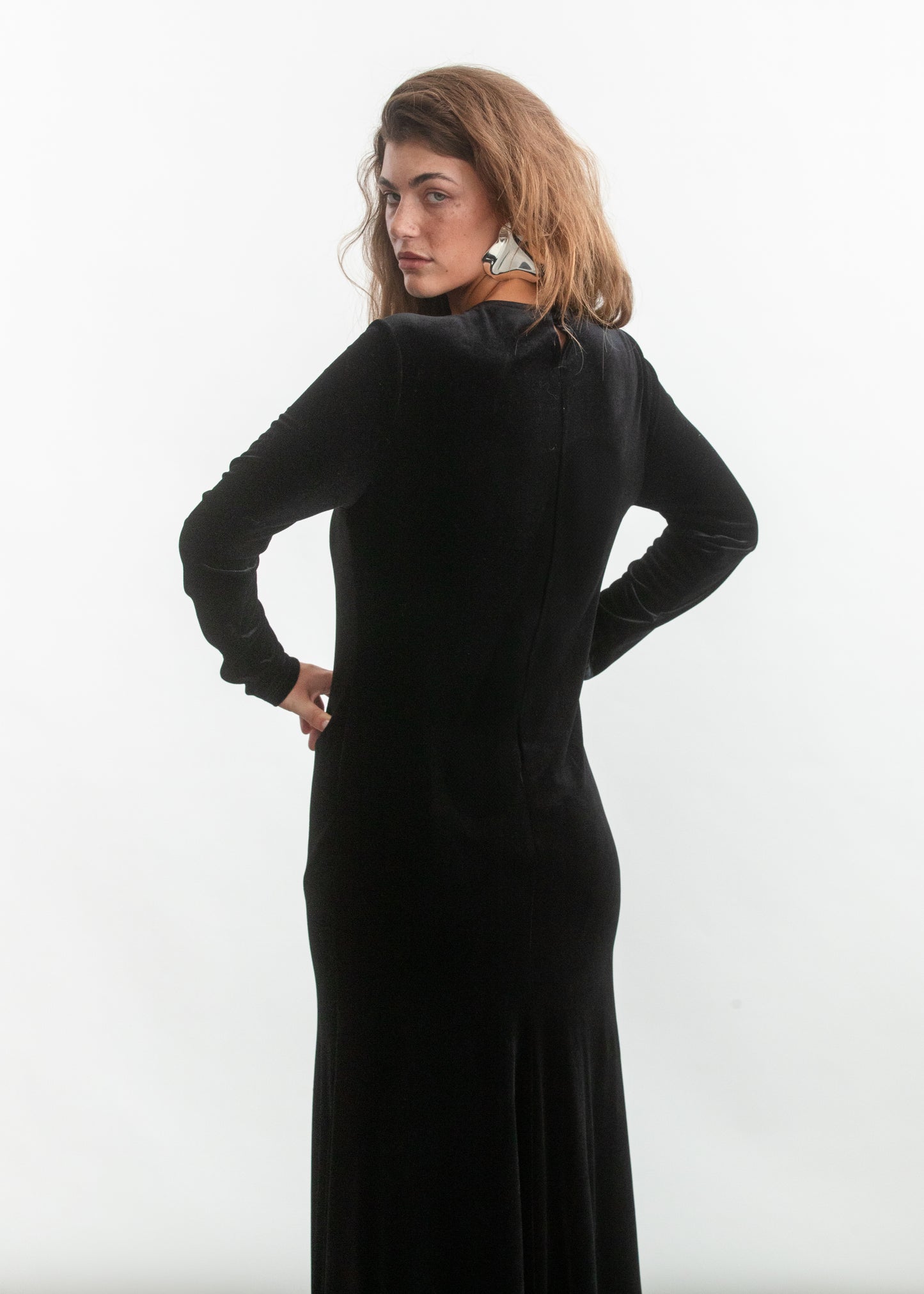 Cleo Velour Maxi Dress _ 157119 _ Black Texture