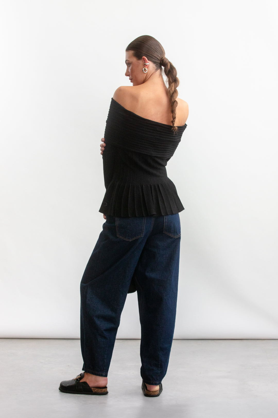Nathi Peplum Bardot _ 158738 _ Black Texture