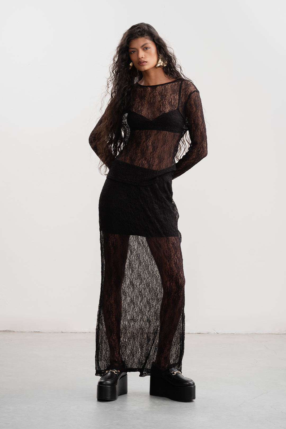 Lily Lace Top _ 158898 _ Black Texture