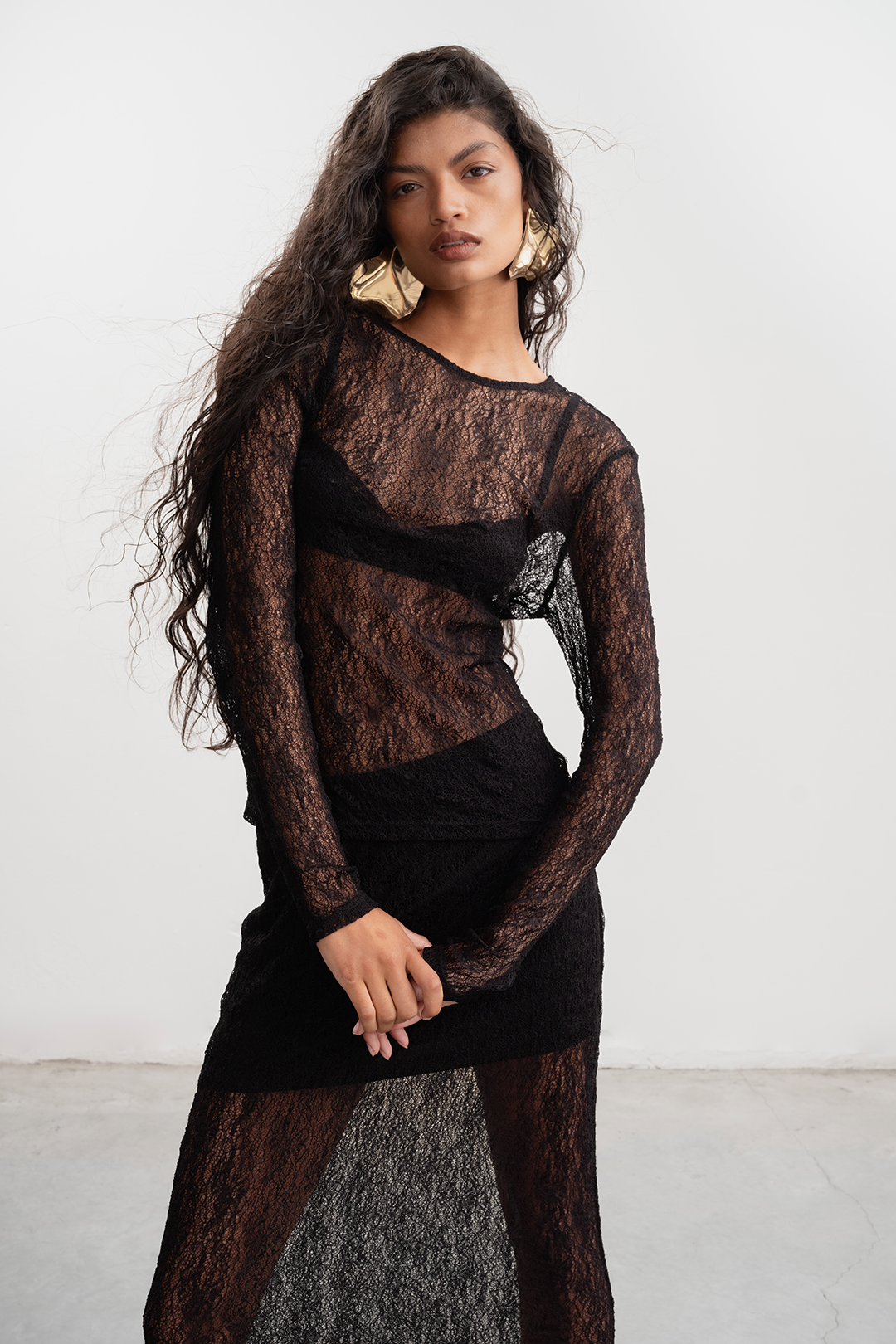 Lily Lace Top _ 158898 _ Black Texture