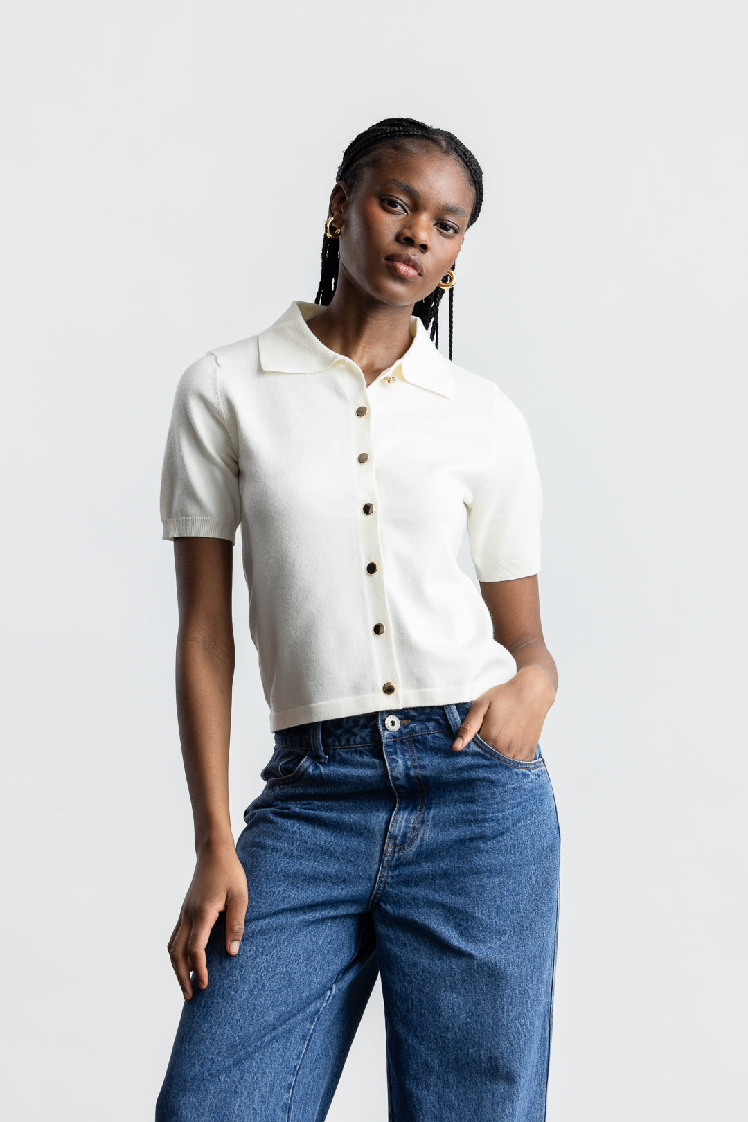 Lera Cropped Cardigan _ 170264 _ Milk