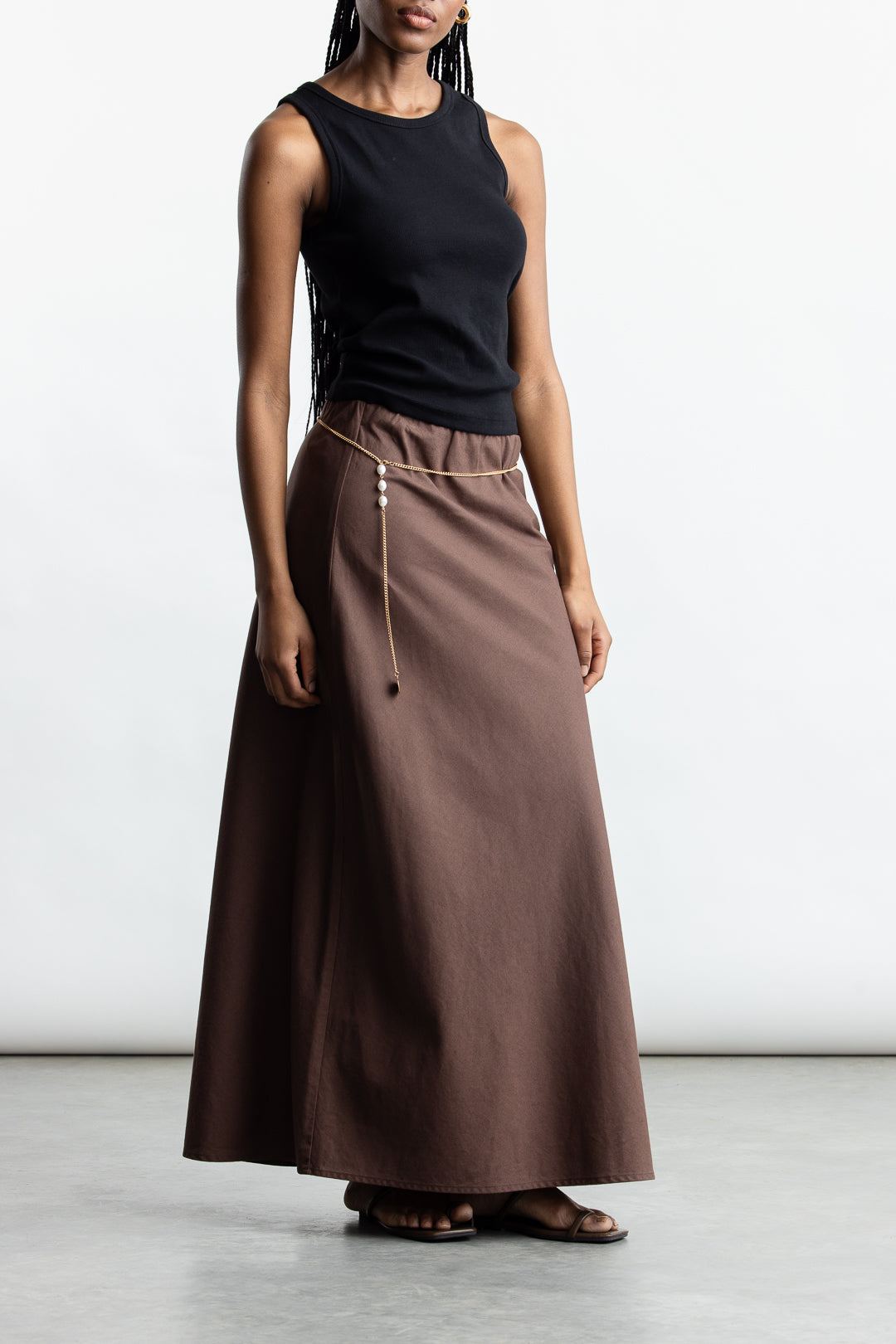 Amanda A-Line Maxi Skirt _ 168008 _ Chocolate