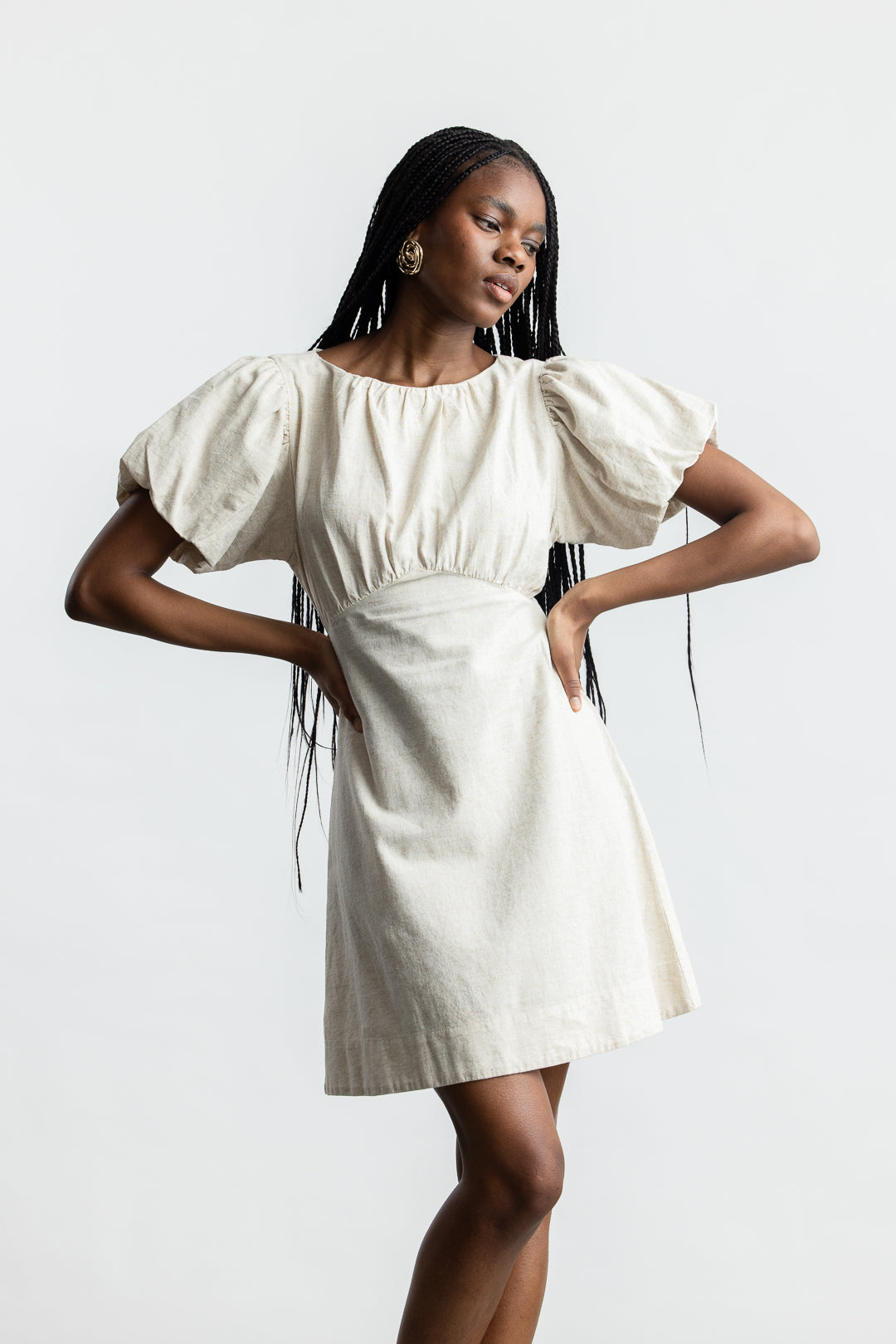 Kaiya Puff Sleeve Mini _ 168394 _ Natural