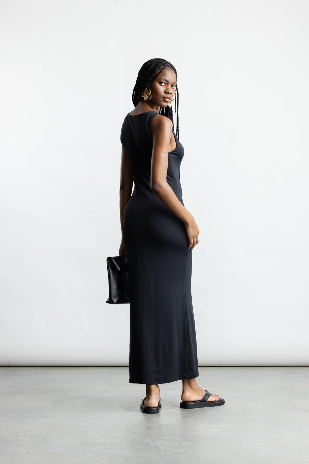 Camille Boat Neck Maxi _ 167866 _ Black Texture