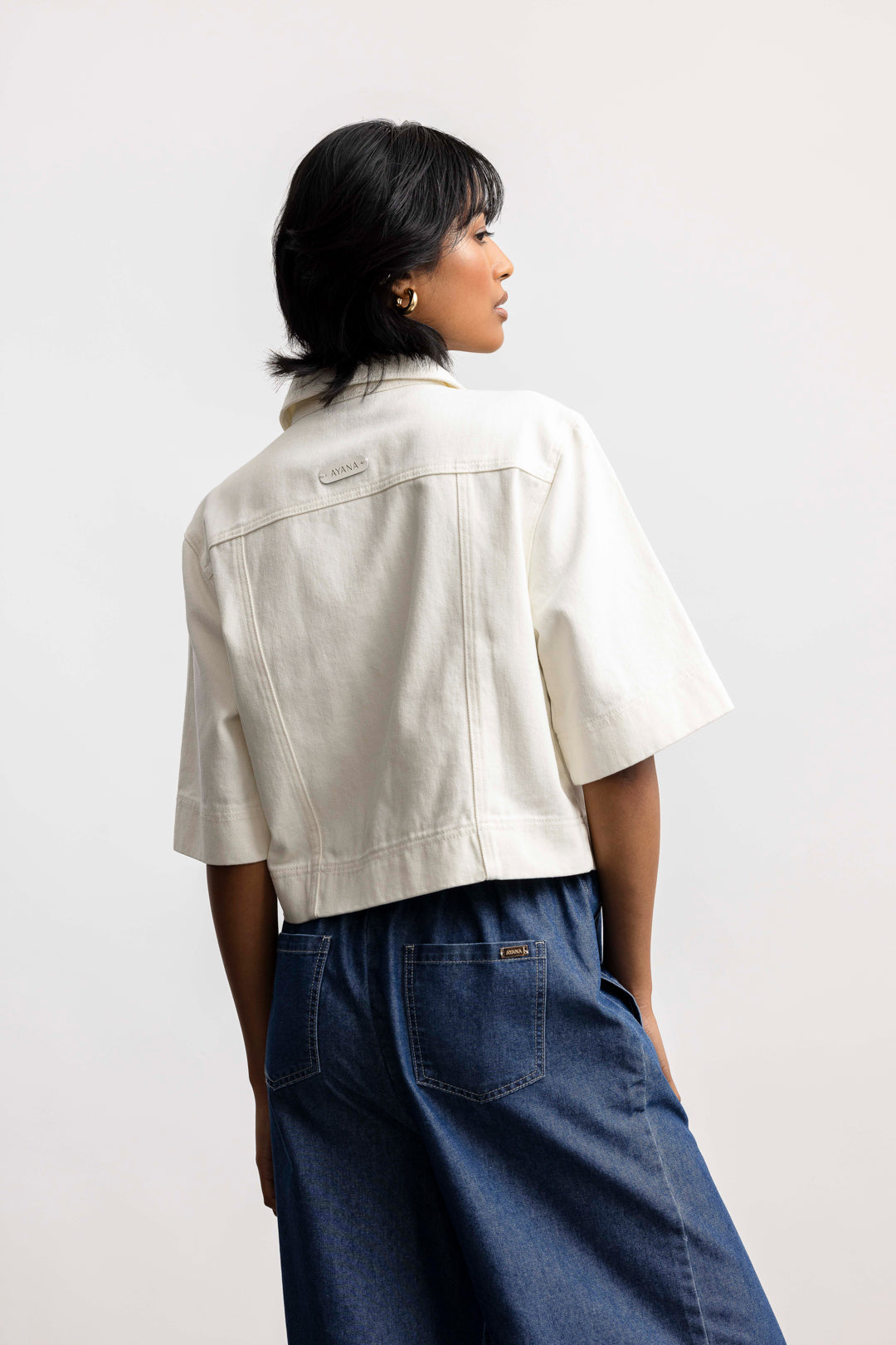 Solene Cropped Denim Jacket _ 167860 _ Ecru