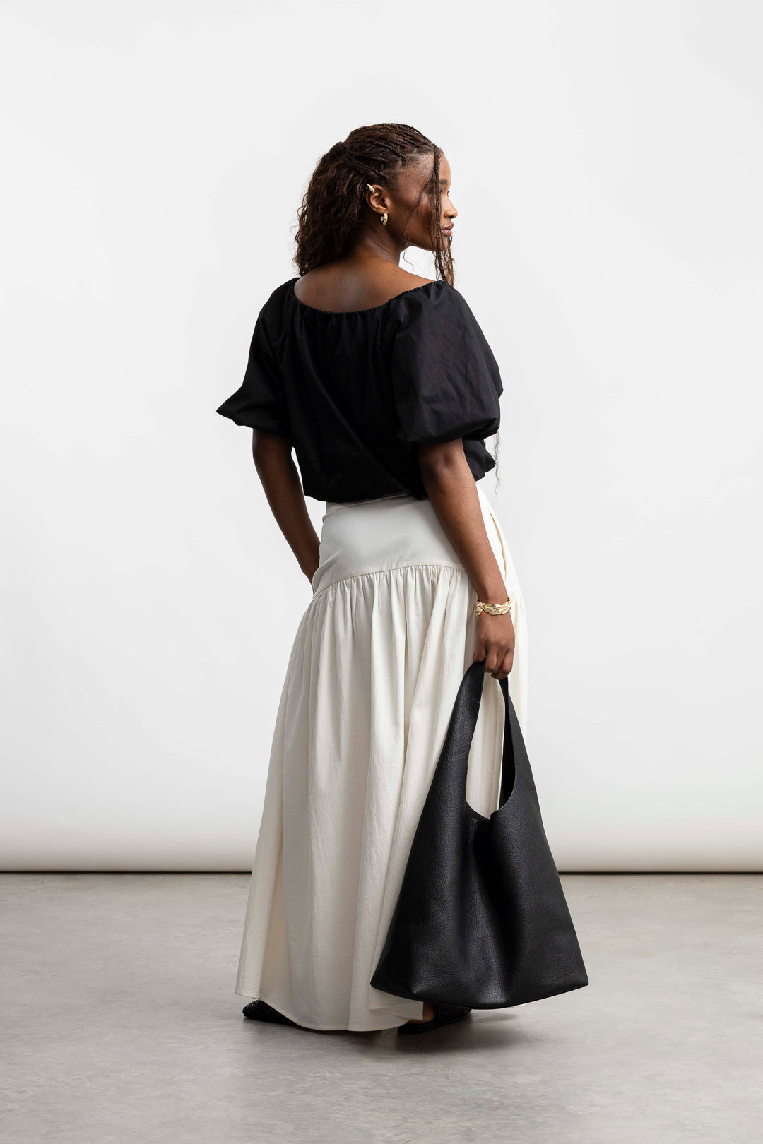 Peyton Puff Sleeve Blouse _ 168854 _ Black Texture