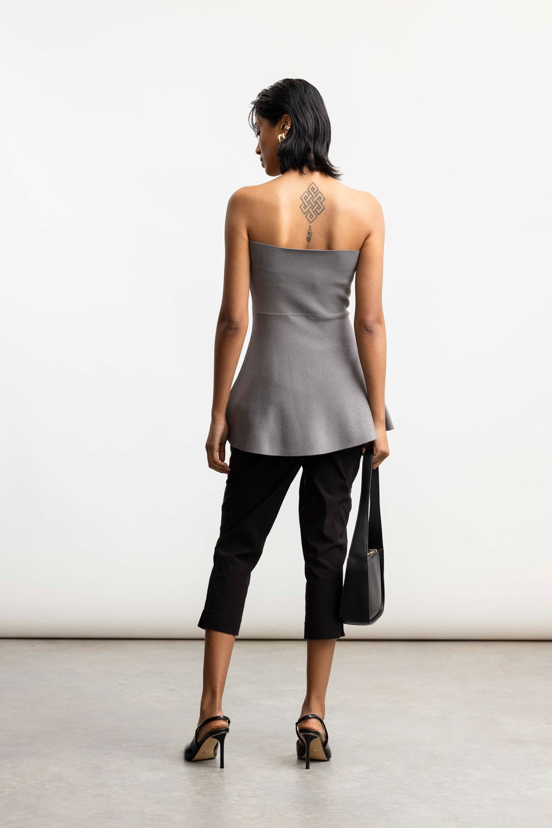 Amari Peplum Knit Boobtube _ 167832 _ Grey