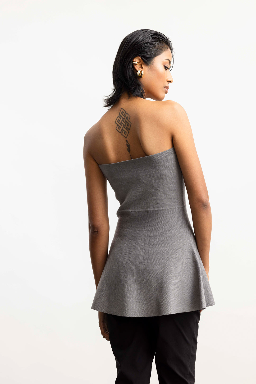 Amari Peplum Knit Boobtube _ 167832 _ Grey