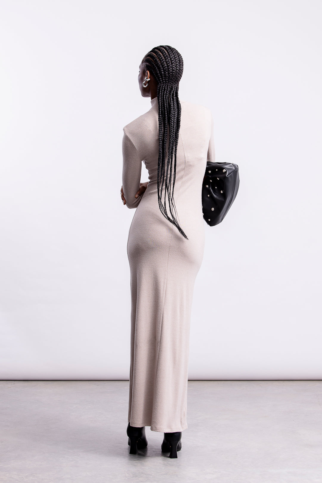 Gabby Polo Neck Maxi Dress _ 161275 _ Stone