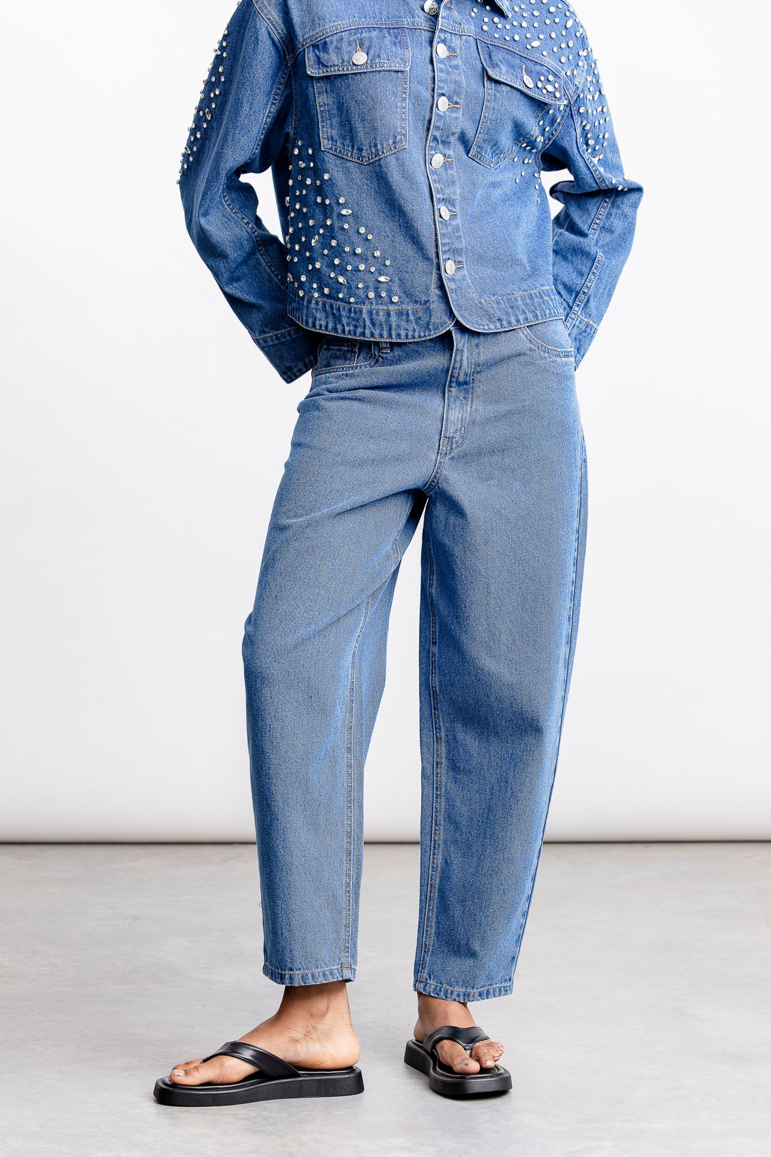 Phoebe Embelished Denim Jacket _ 167269 _ Blue Denim