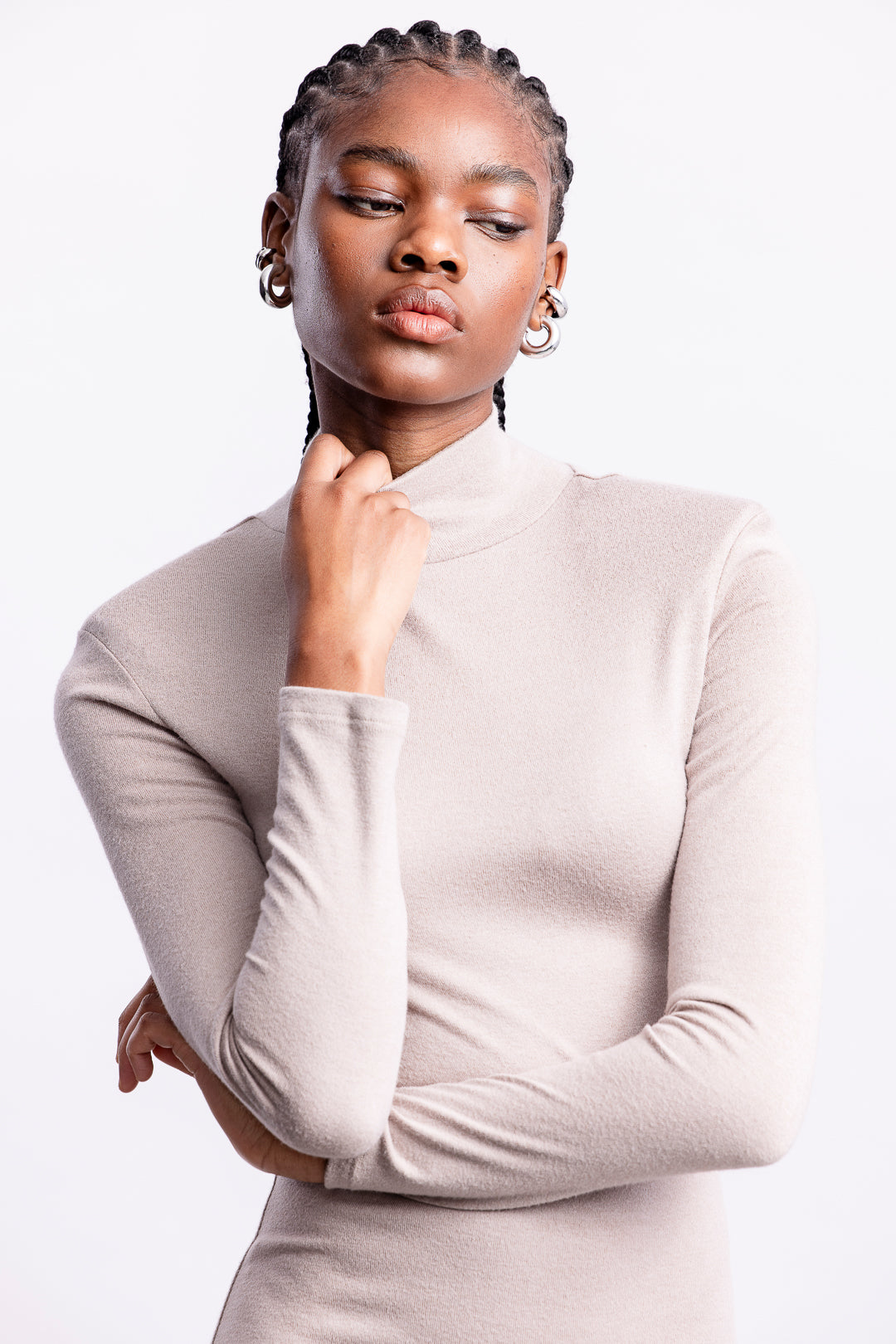 Gabby Polo Neck Maxi Dress _ 161275 _ Stone