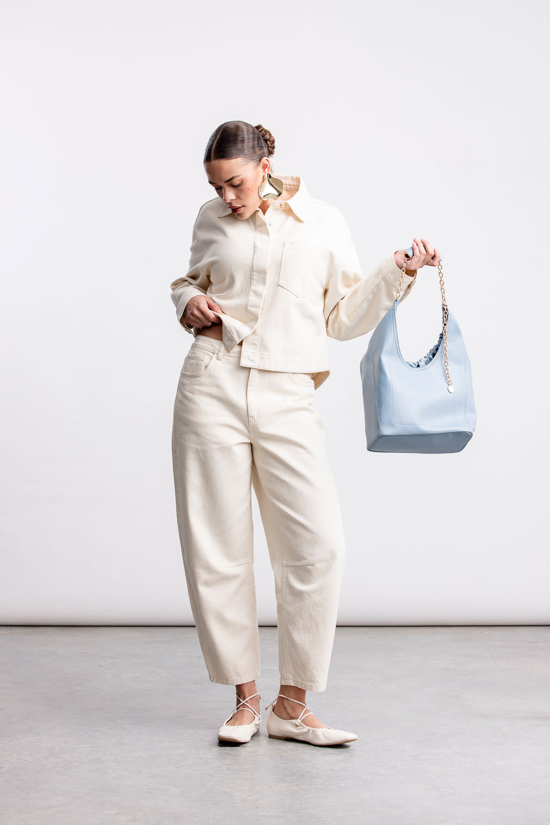 Charne Denim Shacket _ 168409 _ Ecru