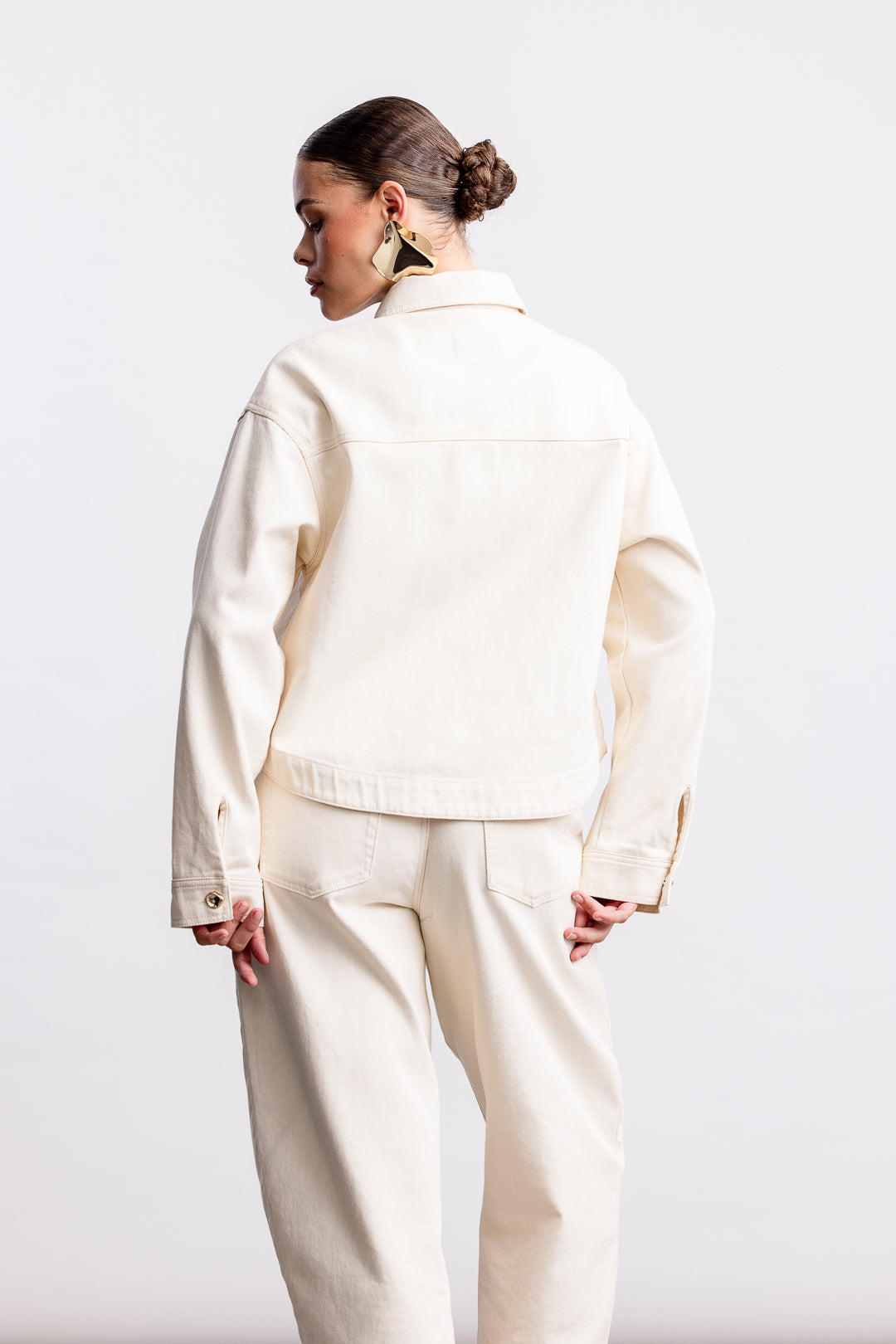Charne Denim Shacket _ 168409 _ Ecru