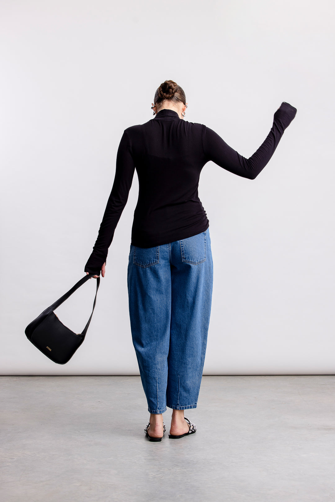 Cara Polo Neck Top _ 160740 _ Black Texture