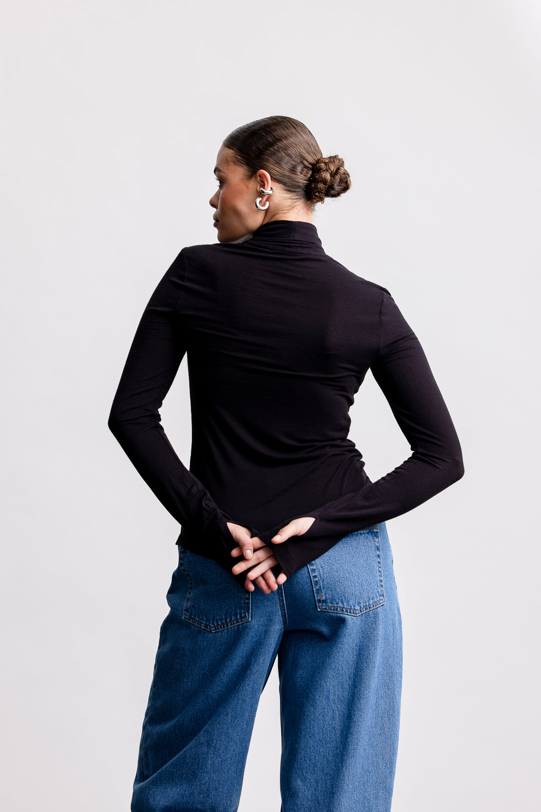 Cara Polo Neck Top _ 160740 _ Black Texture