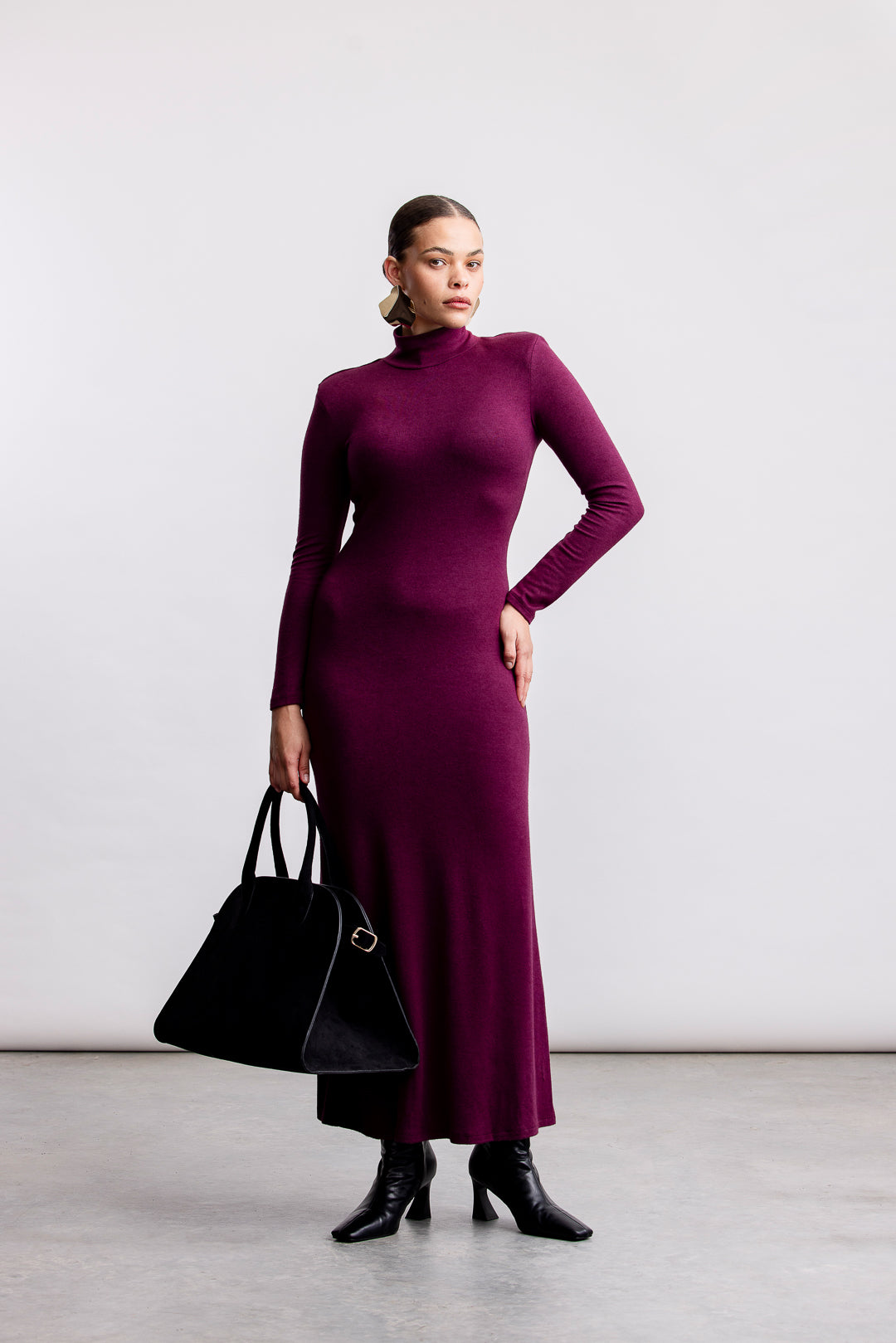 Gabby Polo Neck Maxi Dress _ 161278 _ Burgundy