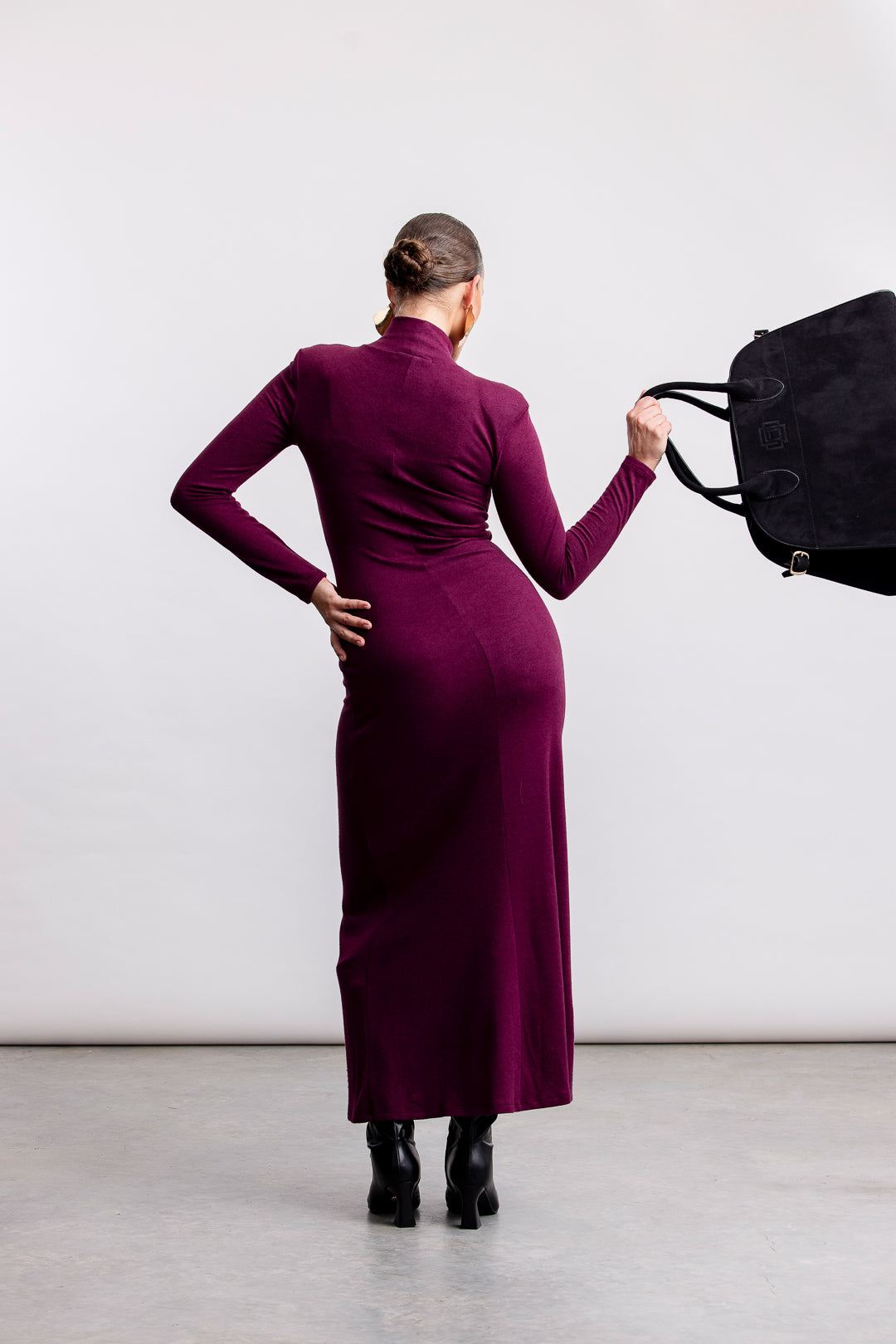 Gabby Polo Neck Maxi Dress _ 161278 _ Burgundy