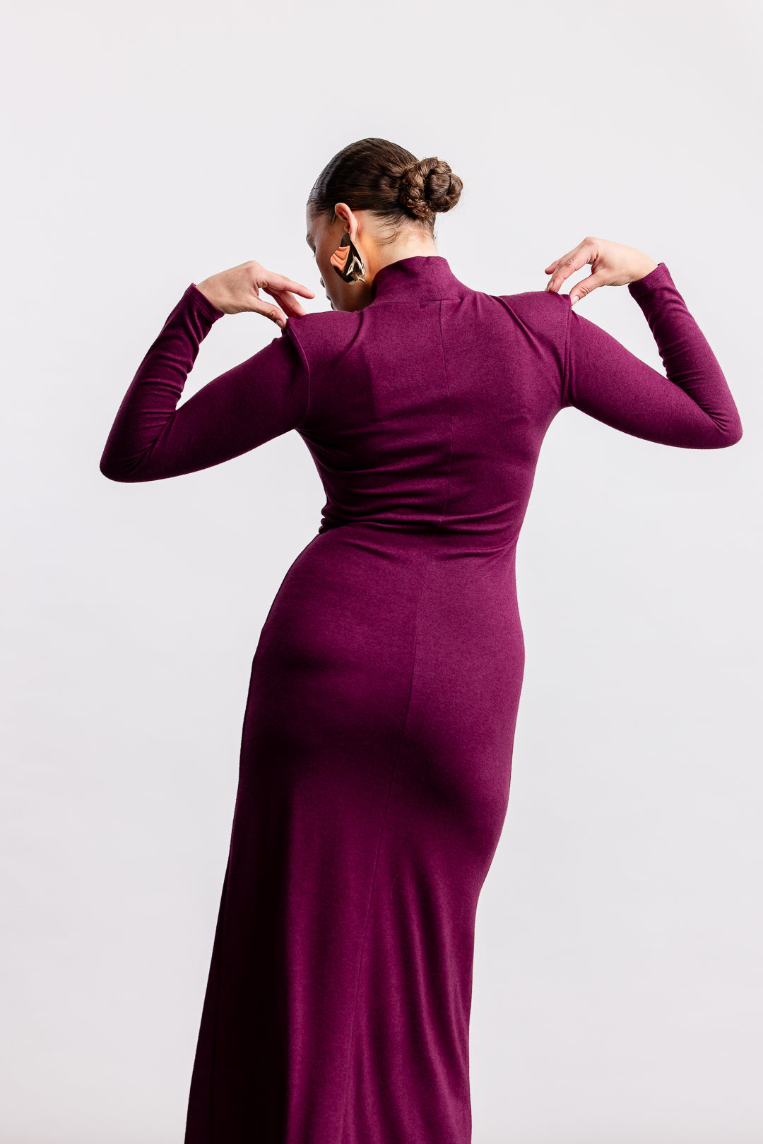 Gabby Polo Neck Maxi Dress _ 161278 _ Burgundy