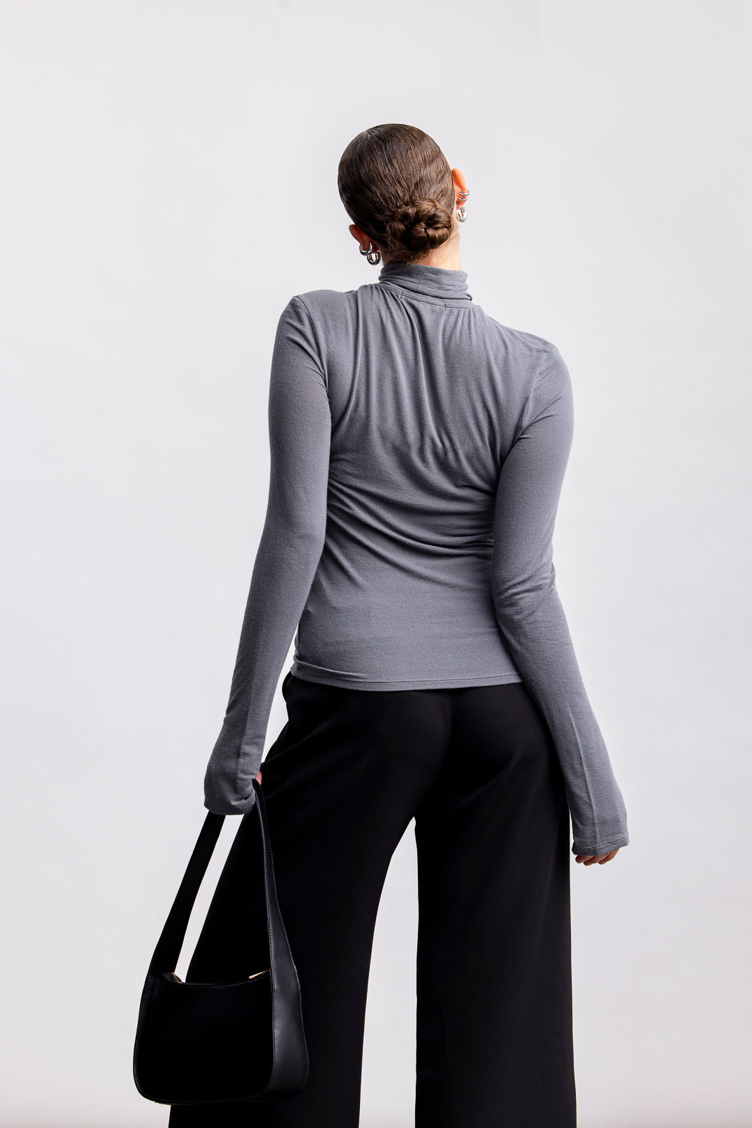 Cara Polo Neck Top _ 160739 _ Grey