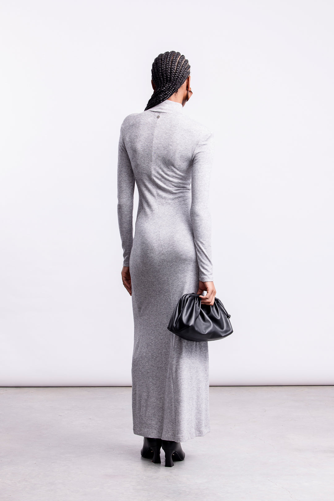Gabby Polo Neck Maxi Dress _ 161276 _ Grey Mel