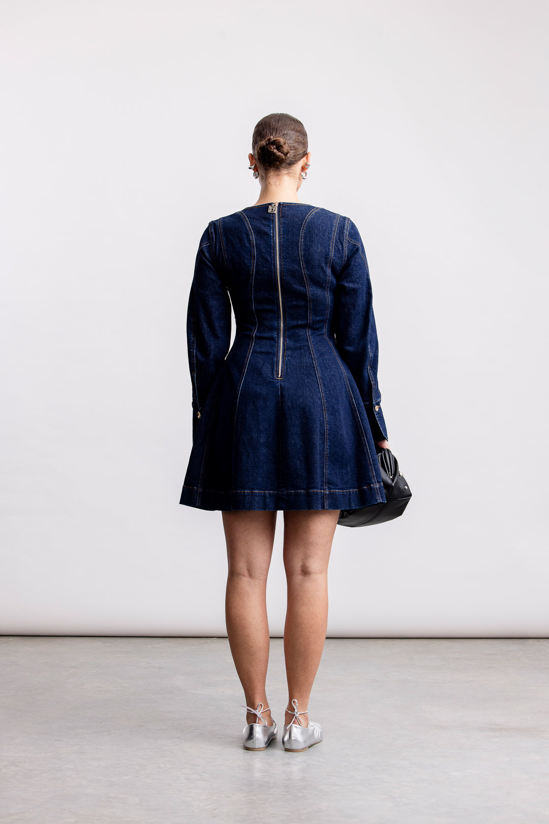 Avela Denim Fit Flare Mini Dress _ 163449 _ Dark Blue