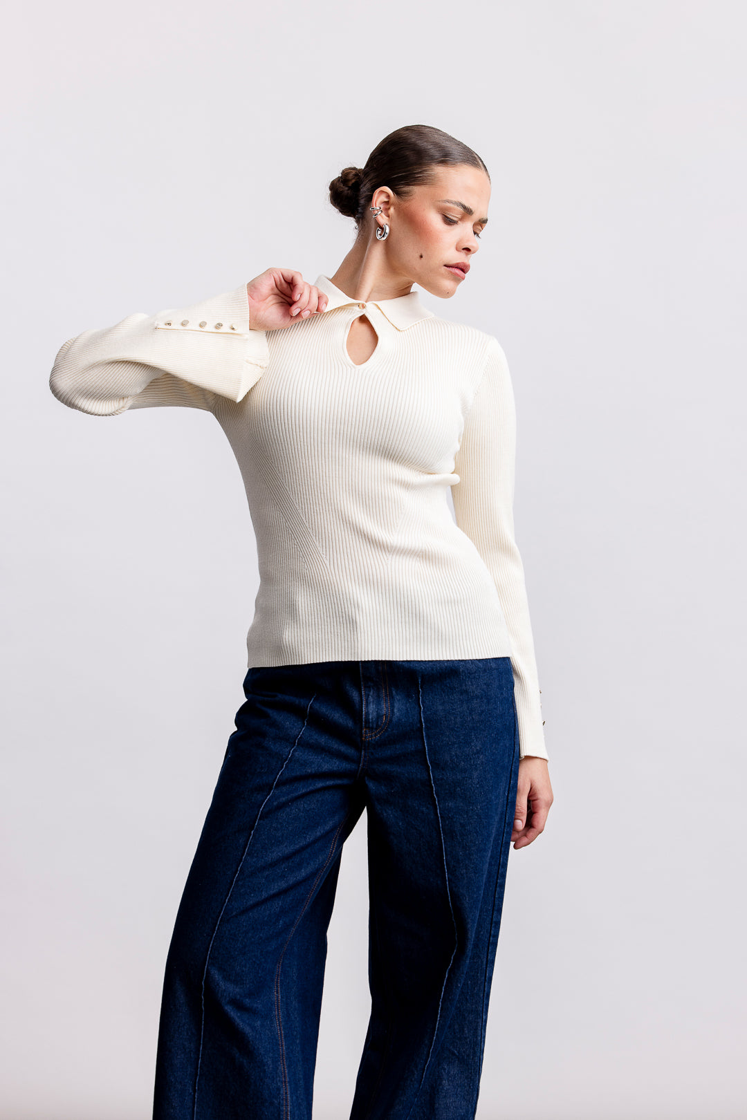 Estee Collared Pullover _ 161920 _ Milk