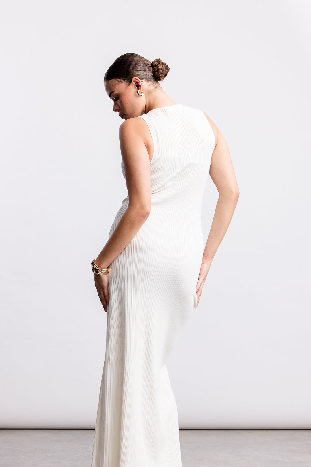 Azra Knitwear Sleeveless Dress _ 167046 _ Cream
