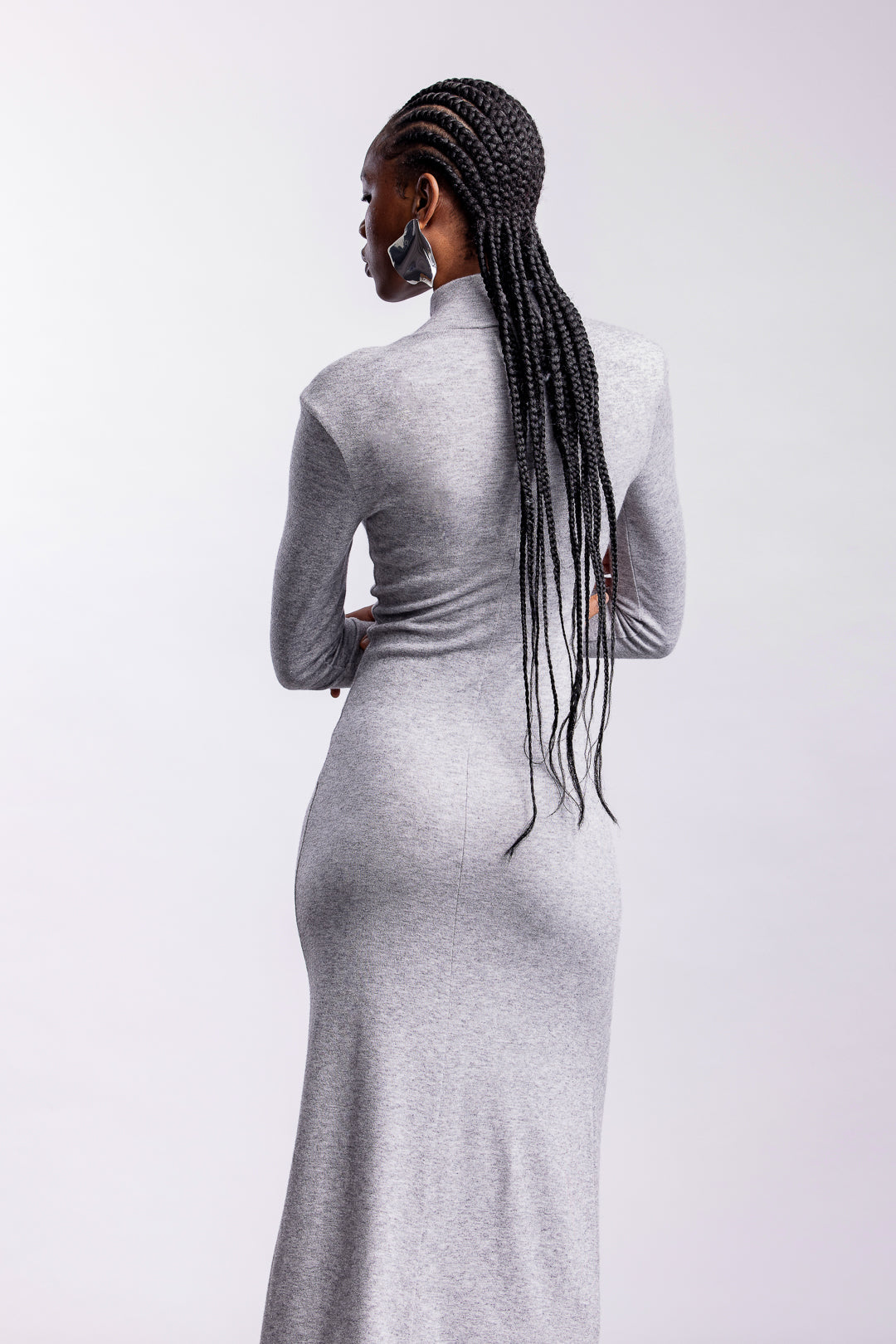 Gabby Polo Neck Maxi Dress _ 161276 _ Grey Mel