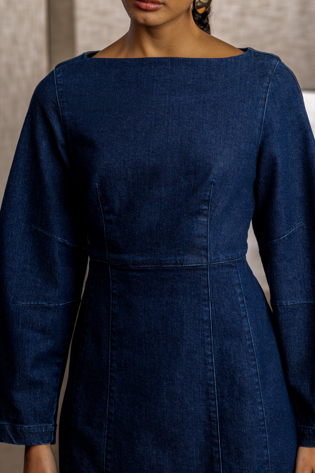 Simni Barrel Sleeve Denim Mini