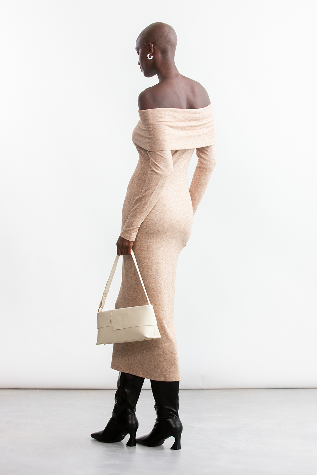 Amelia Bardot Dress _ 157174 _ Oatmeal