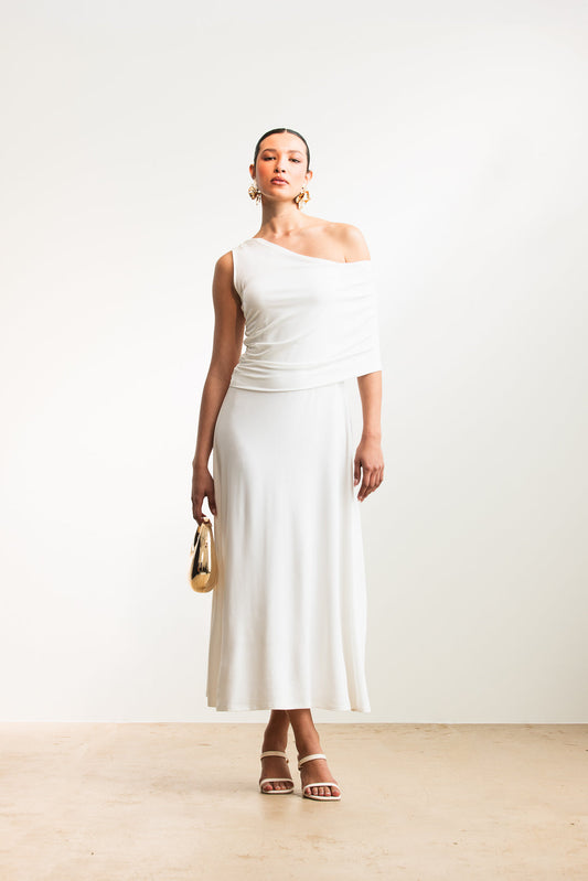 Alex One Shoulder Midi _ 168252 _ Milk