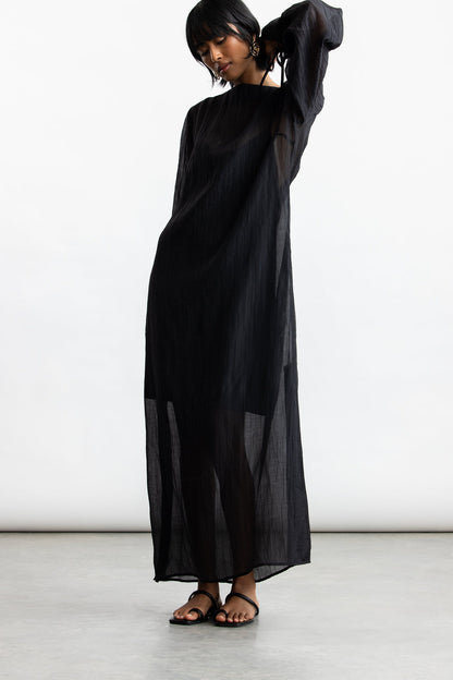 Hazel Long Sleeve Maxi _ 168514 _ Black Texture