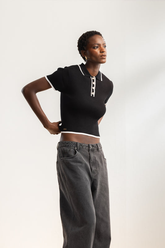 Sana Johnny Collar Knit