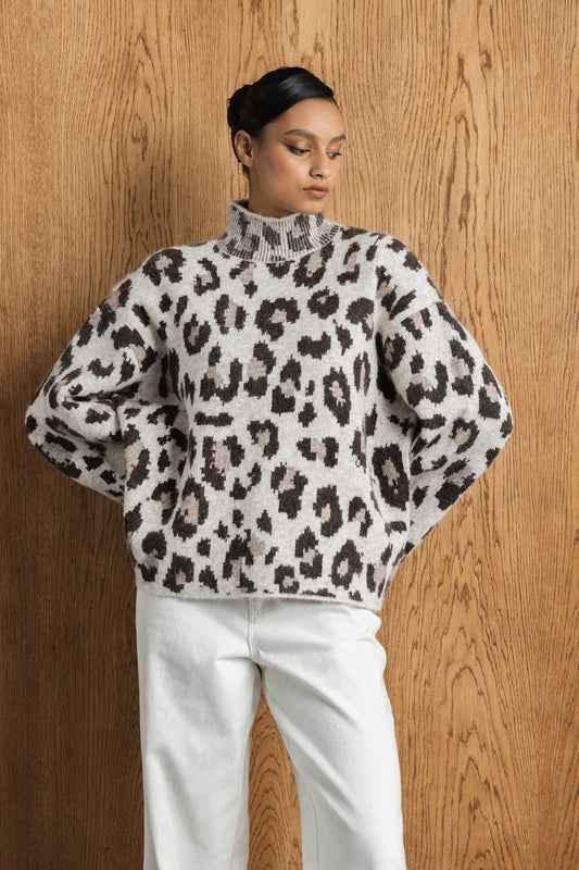 Mila Animal Print Knit Jumper