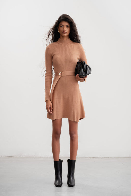 Raven Short Knit Dress _ 158804 _ Stone