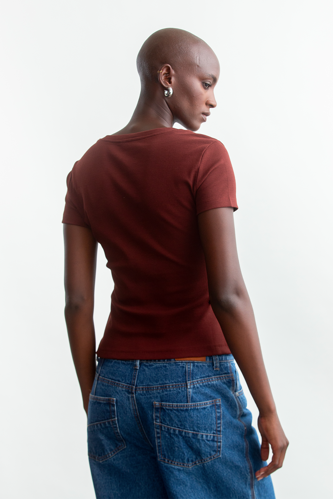 Courtney Rib T-Shirt _ 162434 _ Brown