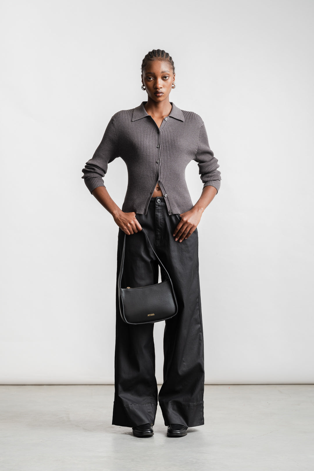 Zukiswa Coated Wide-Leg Denim _ 161988 _ Black Texture