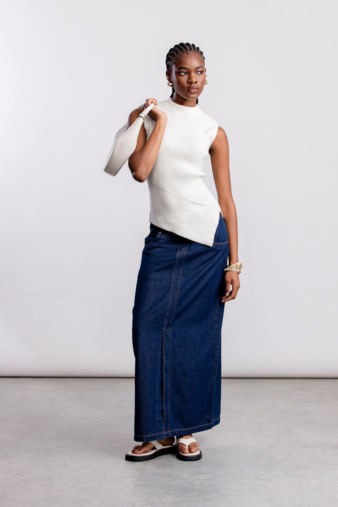 Ziphozihle Assymetric Rib Top _ 163078 _ Milk