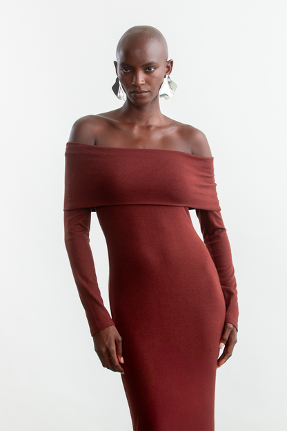 Amelia Bardot Dress _ 157186 _ Chocolate