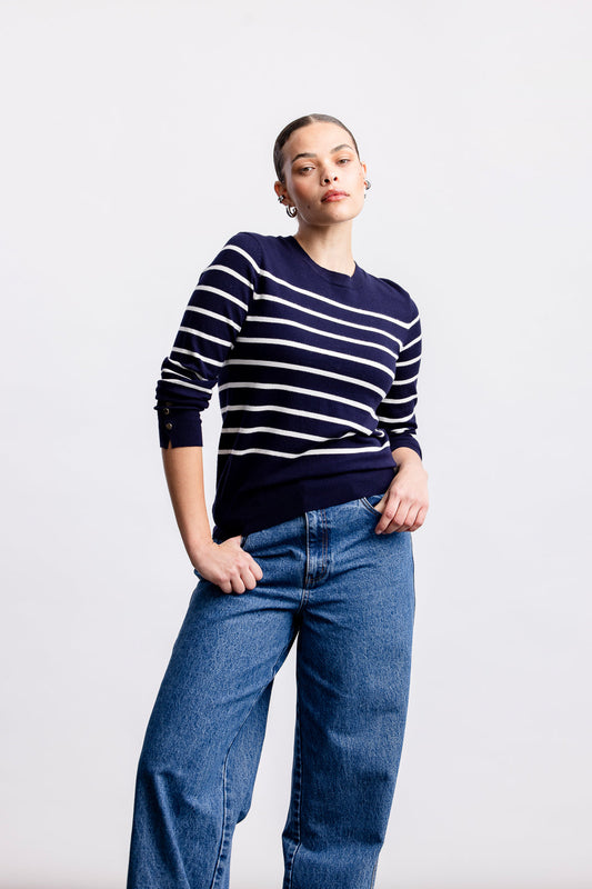 Emma Crewneck Knitwear _ 160090 _ Navy