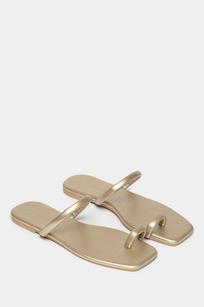 Fera Slide-In Sandals in gold with a toe-post and single vamp strap, perfect for stylish laid-back dressing.