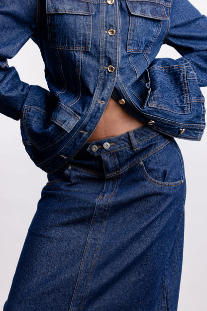 Phumelele Maxi Denim Skirt _ 164849 _ Dark Blue