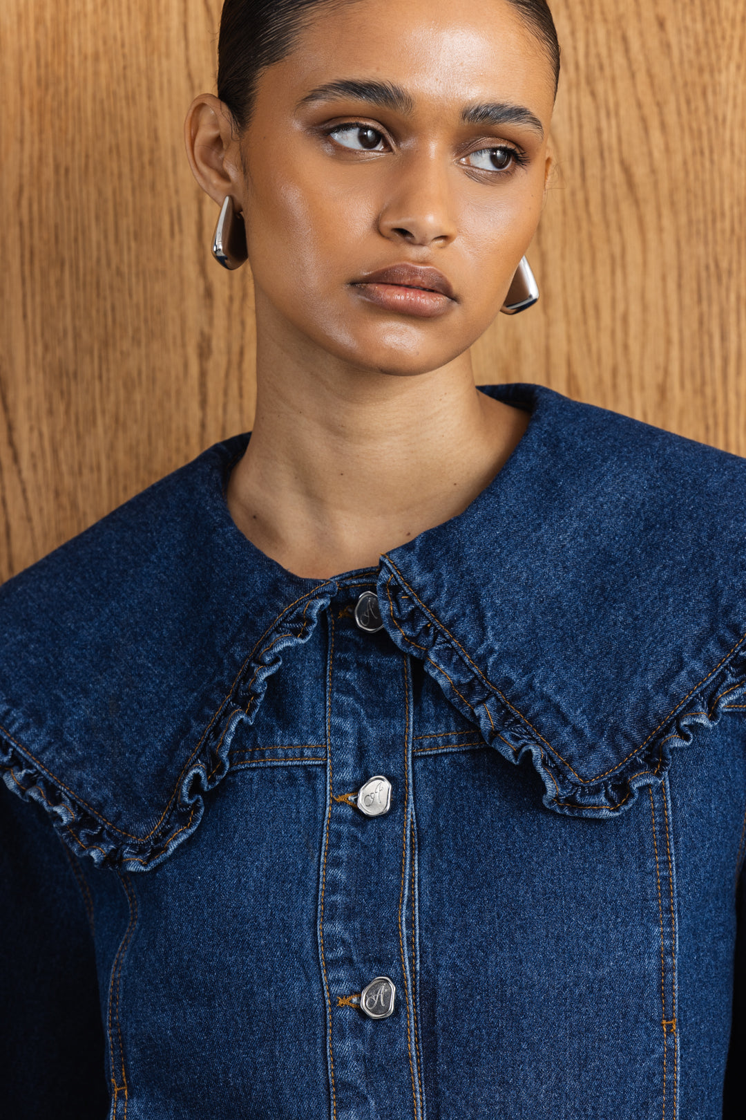 Zurina Statement Collar Denim Jacket